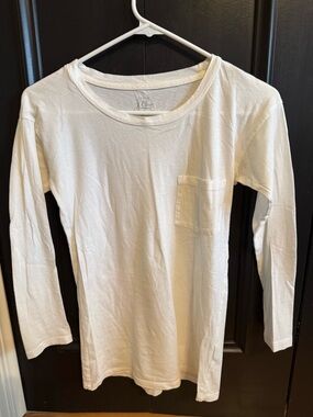 J. Crew Cream Long-Sleeve Pocket Tee